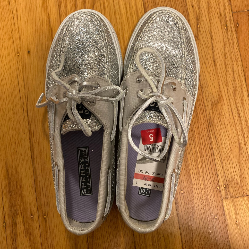 Silver Sequin Sperry